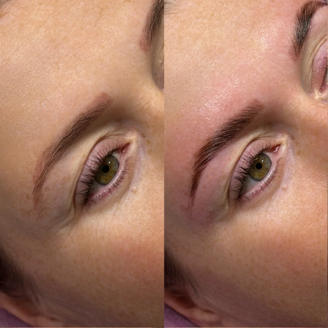 Brow lamination before and after by Lashes by Sheila Dubai