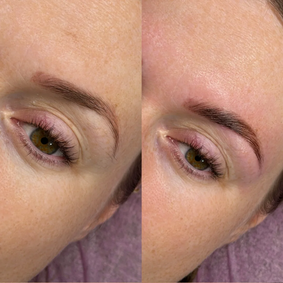 Soft natural brow lamination before and after by Lashes by Sheila Dubai